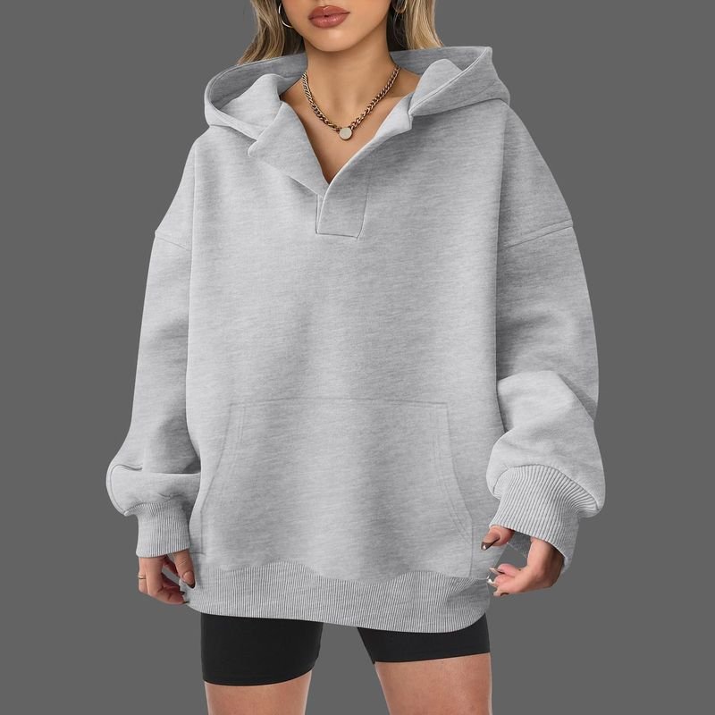 Custom Autumn Winter Women Casual Loose Solid Color Blank Long Sleeve Hoodies