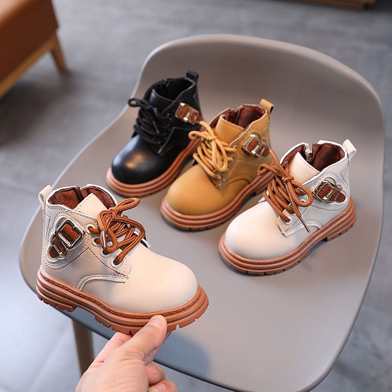 Children Fashion Solid Color Lace-Up Boots