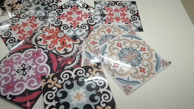 10 Pieces Ethnic Mandala Simulation Tile Stickers Home Renovation Kitchen And Bathroom Decoration Self-Adhesive Wall Stickers