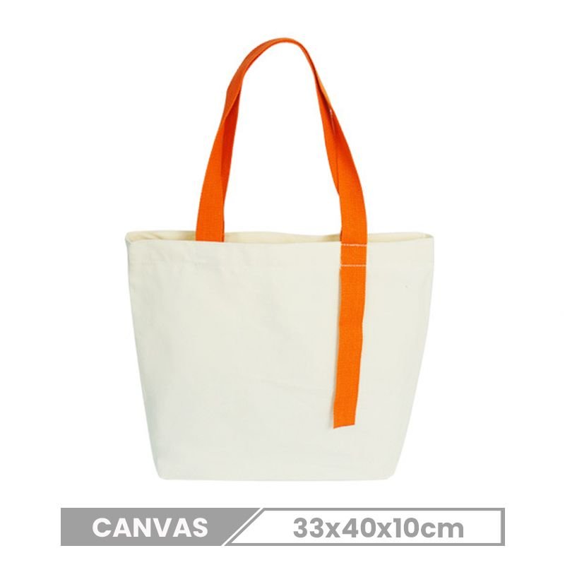 Custom Logo Simple Multicolor Ribbon Canvas Tote Bag