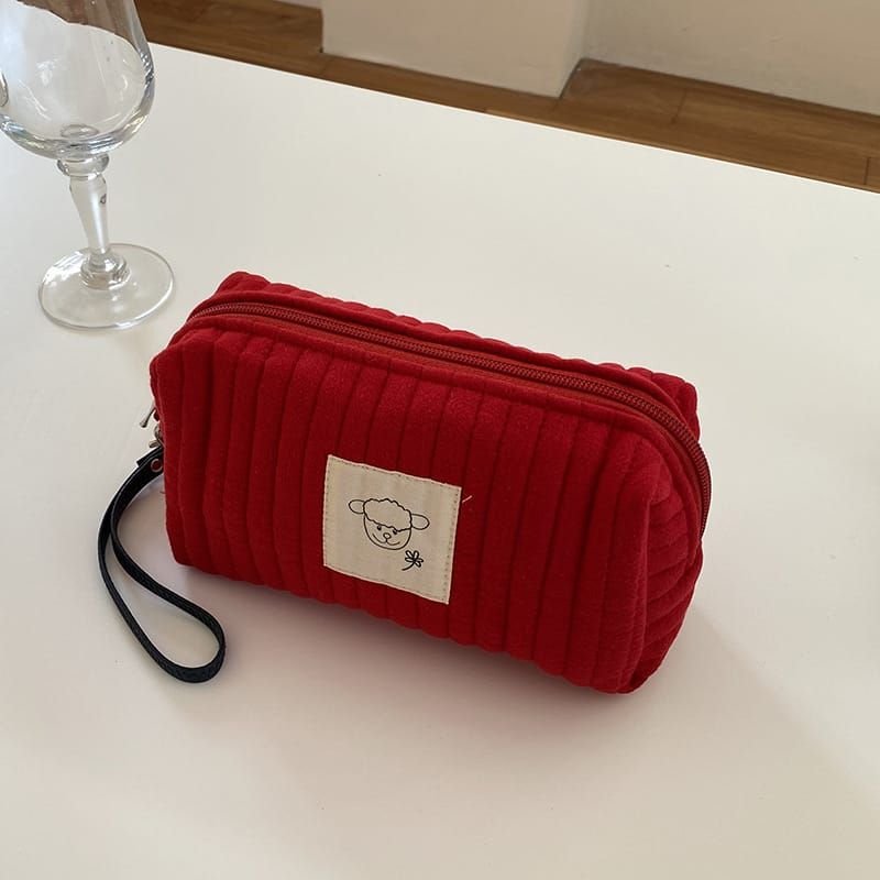 Woman Fashion Color Blocking Stitching Cosmetic Bag