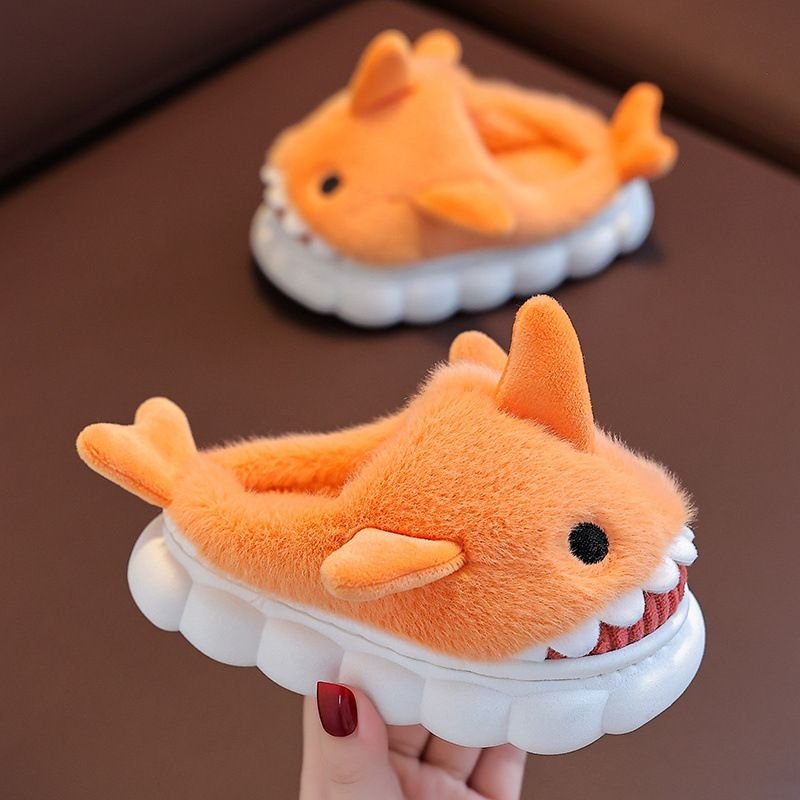 Kids Unisex Winter Cute Shark Thick-Soled Plug House Slippers