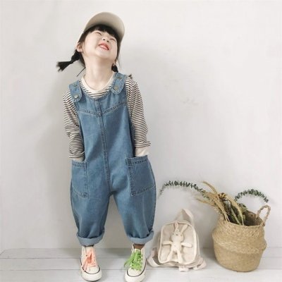 Kids Toddler Boys Girls Fashion Casual Suspender Jeans