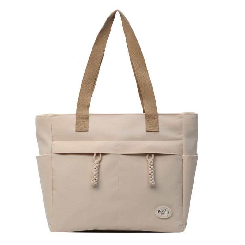 Casual Solid Color Large Capacity Canvas Tote Bag