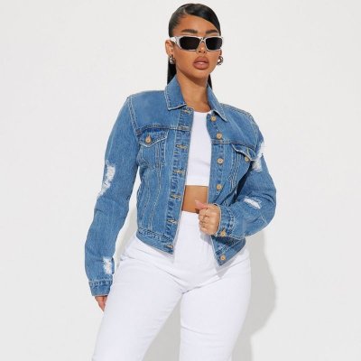 Women Fashion Casual Rick Denim Jacket