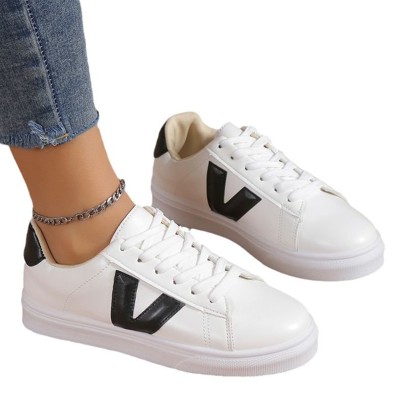 Summer Women Fashion Plus Size Solid Color V Round Toe Sneaker