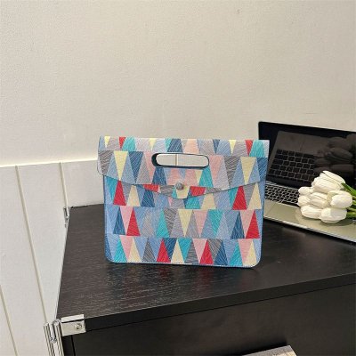 Women Fashion Geometric Stitching Square PU Envelope Bag Purses