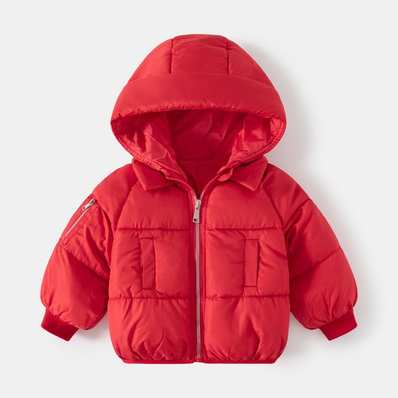 Kids Unisex Winter Casual Cute Solid Color Long Sleeve Hooded Padded Coat