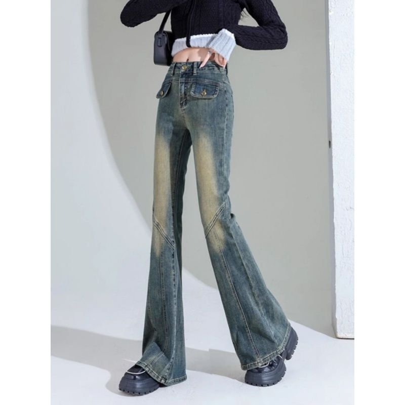 Women Fashion Vintage Gradient Jeans