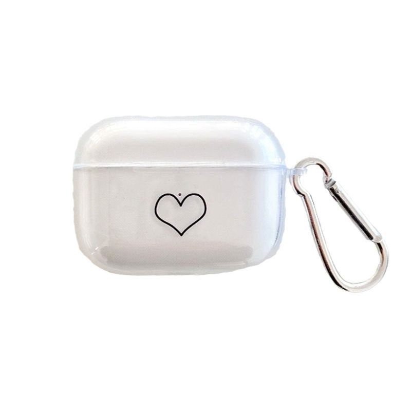 Women Simple Transparent Heart-Shaped Apple Bluetooth Headset Case