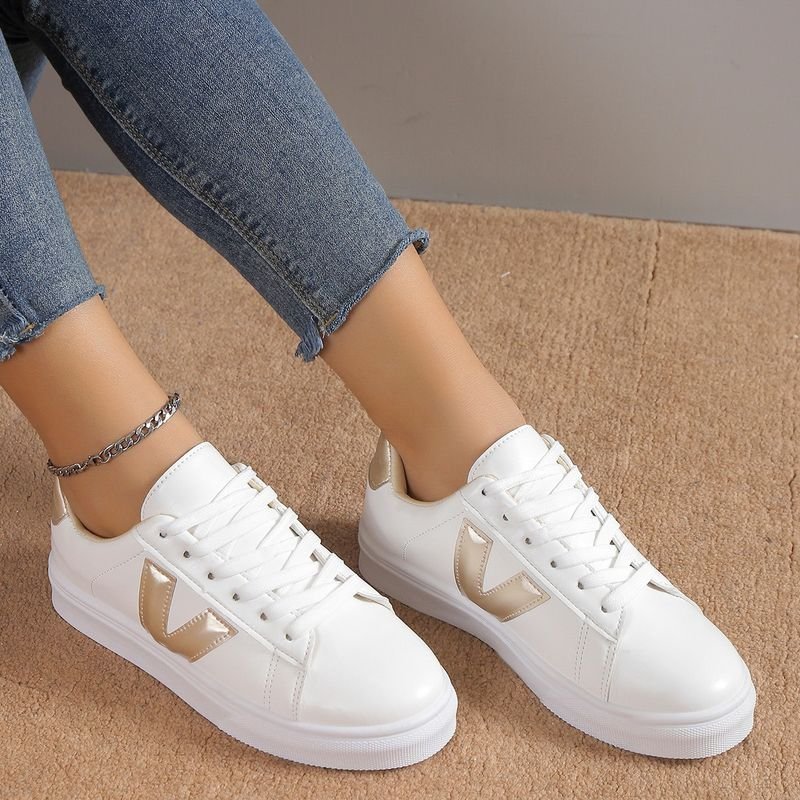 Summer Women Fashion Plus Size Solid Color V Round Toe Sneaker