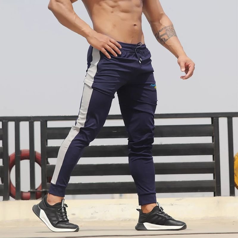 Men Fashion Casual Basic Color Matching Drawstring Waist Jogger Pants