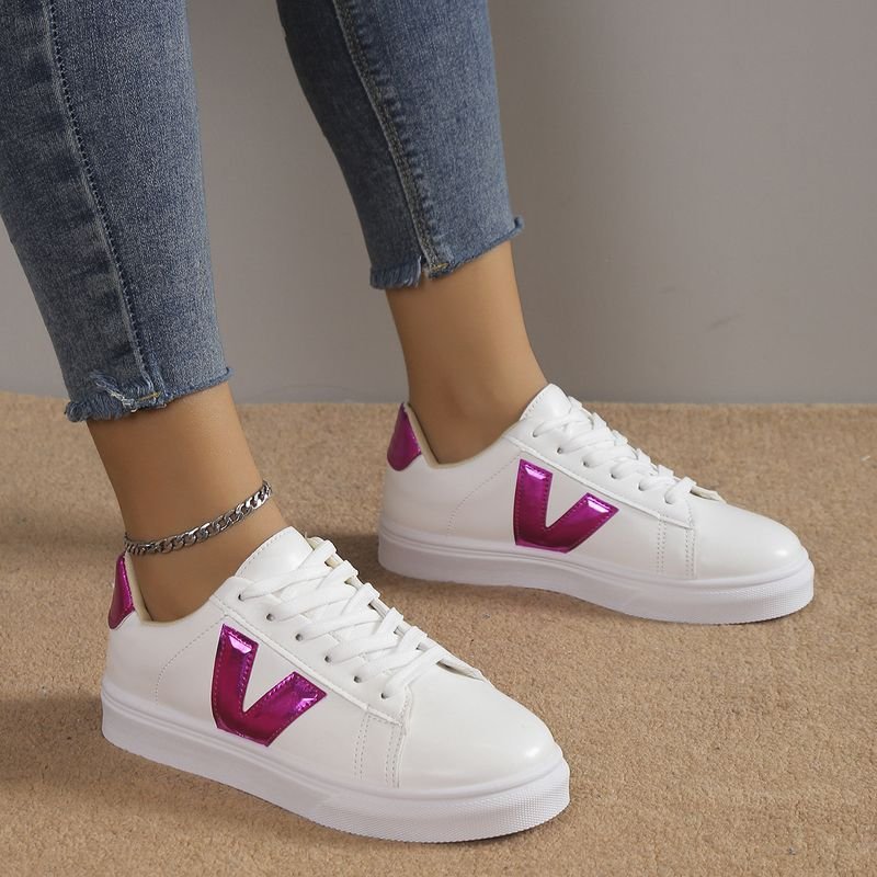 Summer Women Fashion Plus Size Solid Color V Round Toe Sneaker