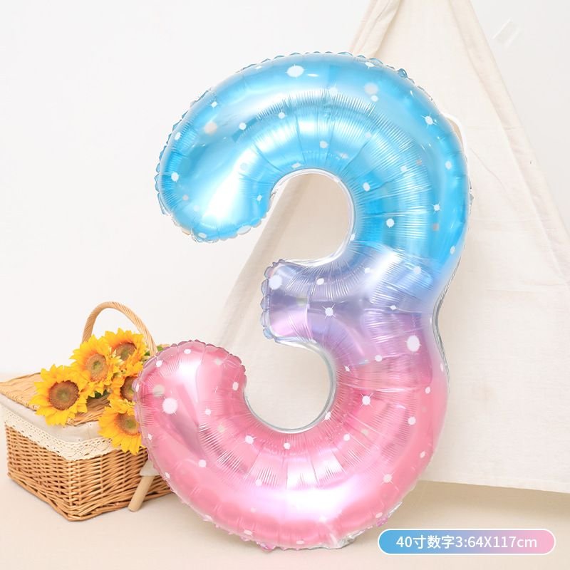 40 Inch Dream Starry Sky Gradient 0-9 Aluminum Film Digital Balloon Birthday Party Venue Decoration