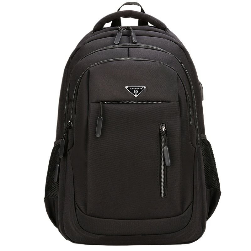 Simple Solid Color Large Capacity Rechargeable USB Backpack