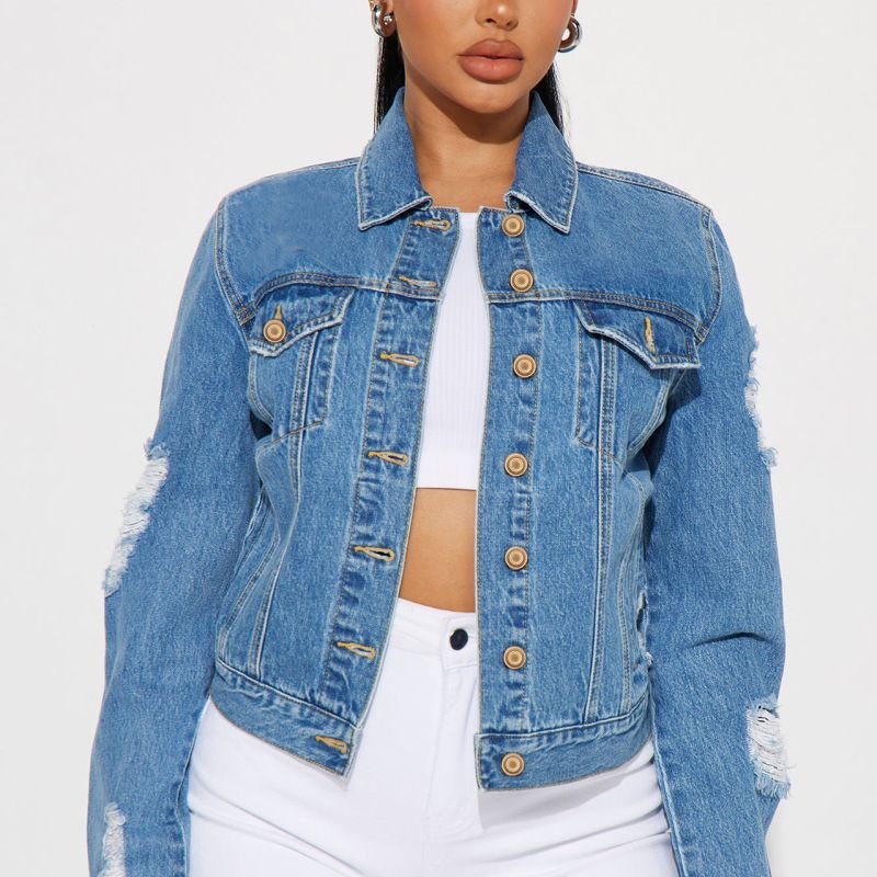 Women Fashion Casual Rick Denim Jacket