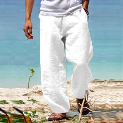 Men Fashion Casual Solid Color Plus Size Wide Leg Trousers