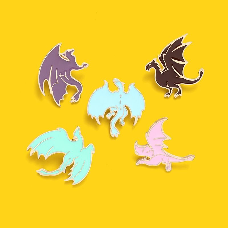 Halloween Unisex Cute Flying Dragon Pterosaur Metal Brooches