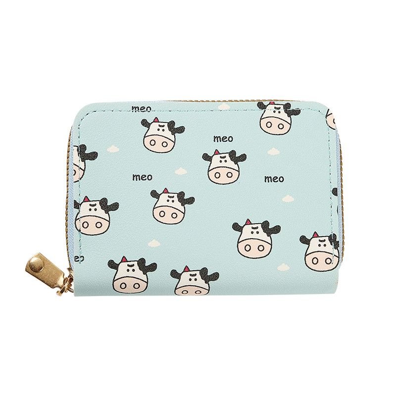 Women Fashion Cartoon Cow Print Mini Wallet