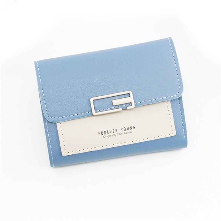 Women Fashion Color Blocking Tirfold Wallet