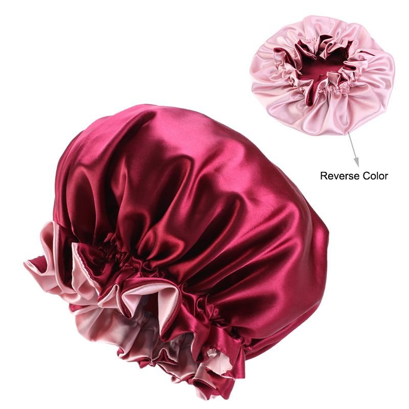 Double Layer Big Lace Solid Color Satin Bonnet