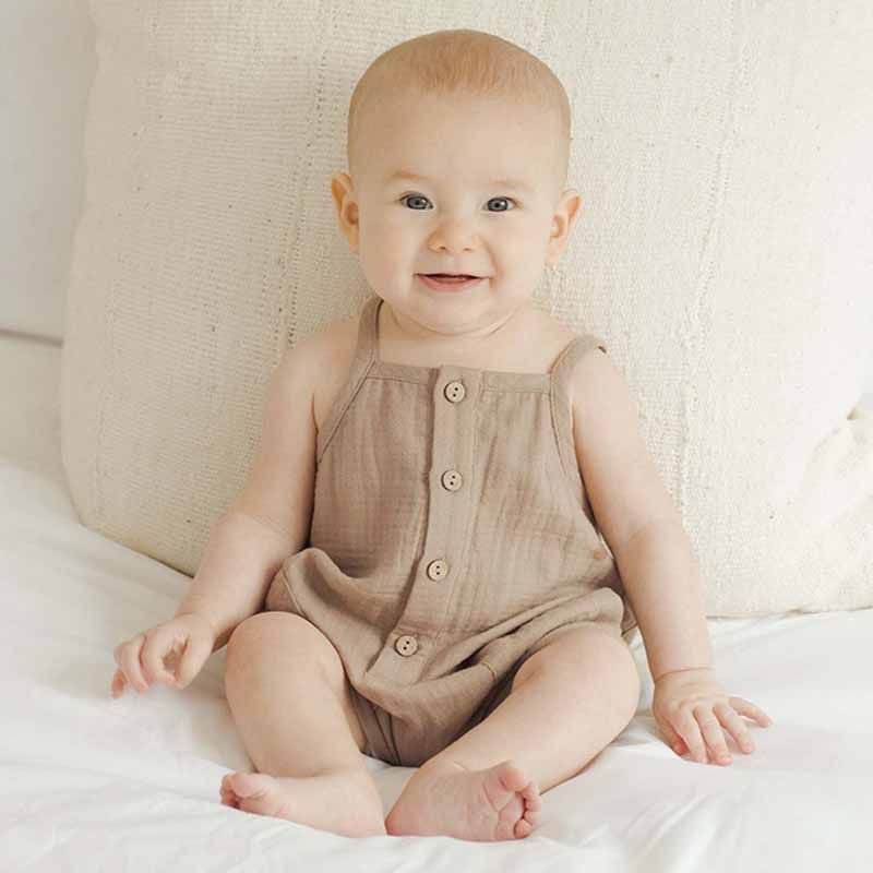 Kids Baby Boys Girls Casual Cute Solid Color Sleeveless Strap Romper