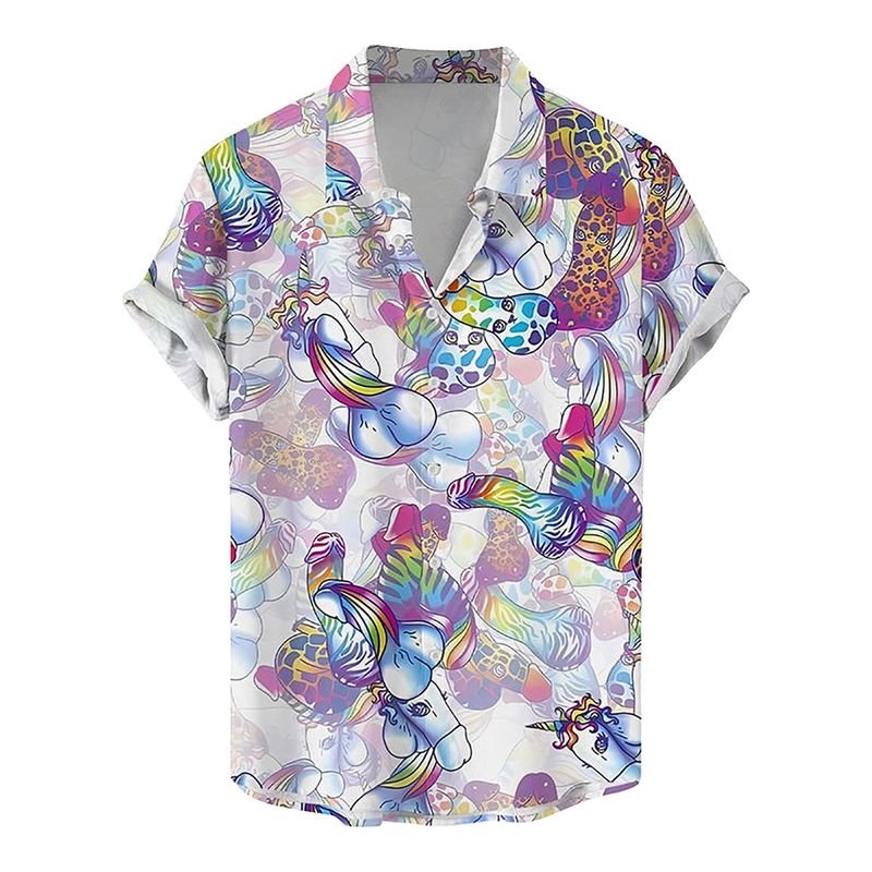 Women Simple 3D Digital Print Short Sleeve Shirt