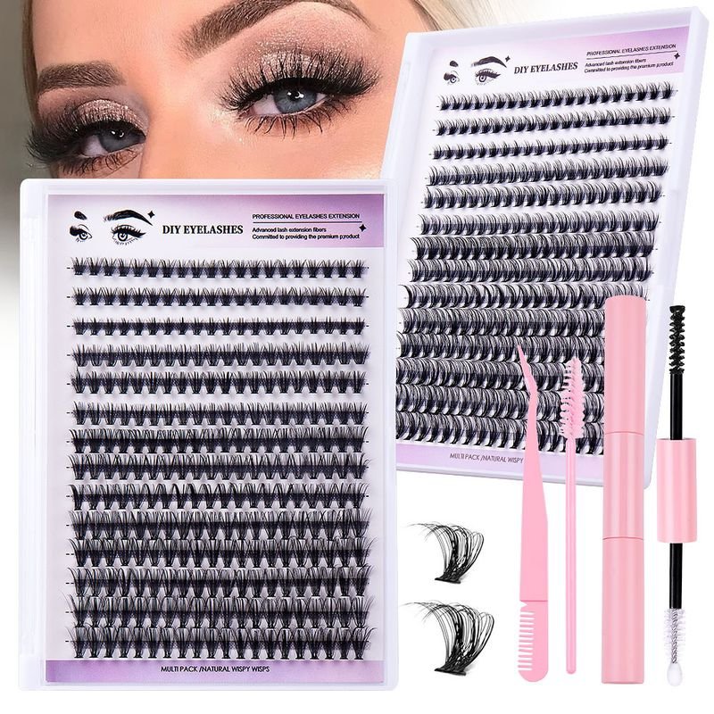 Diy Segmented False Eyelash Glue Tweezers Set