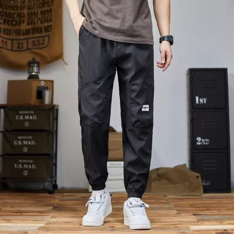 Men Spring Autumn Fashion Casual Solid Color Plus Size Jogger Cargo Pants