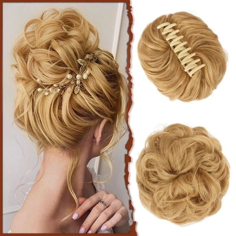 Women Hair Claw Natural Simulation Curly Hair Bun