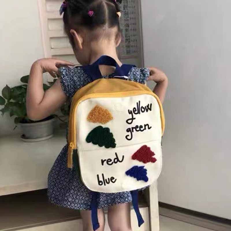 Kids Unisex Casual Cute Cloud Alphabet Color Matching Canvas School Bag