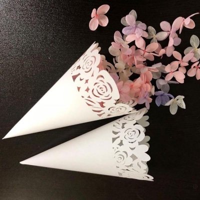 Simple Creative Wedding Laser Hollow Rose Confetti Paper Flower Flower Tube