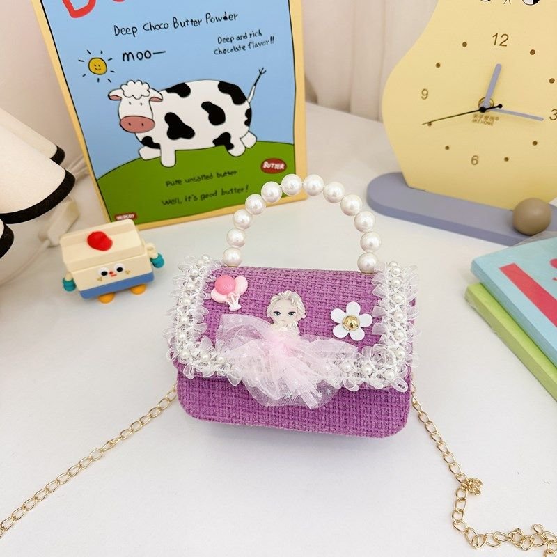 Kids Girls Fashion Casual Cute Pearl Crossbody Handle Princess Bag