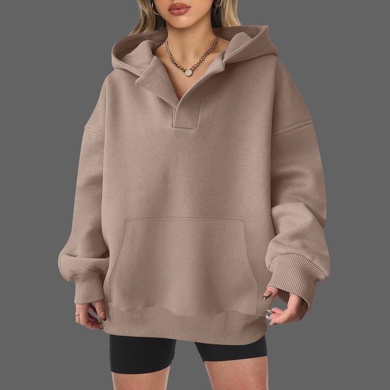 Custom Autumn Winter Women Casual Loose Solid Color Blank Long Sleeve Hoodies