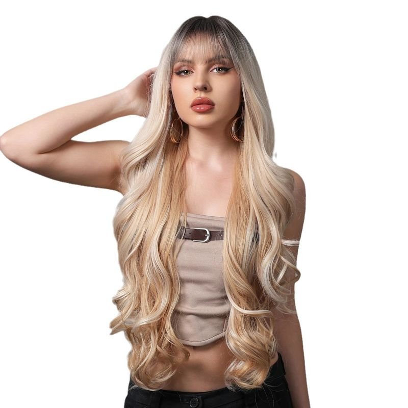 Women Fashion Long Curly Hair Wig With Bangs