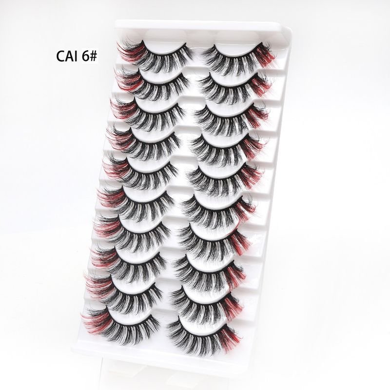 Women Fashion Thick Curly Multicolor False Eyelashes 10 Pair