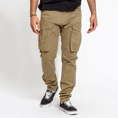 Men Fashion Casual Vintage Solid Color Plus Size Cargo Pants