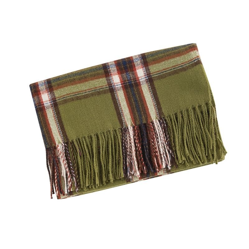 Elegant Women Plaid Tassel Imitation Cashmere Scarf