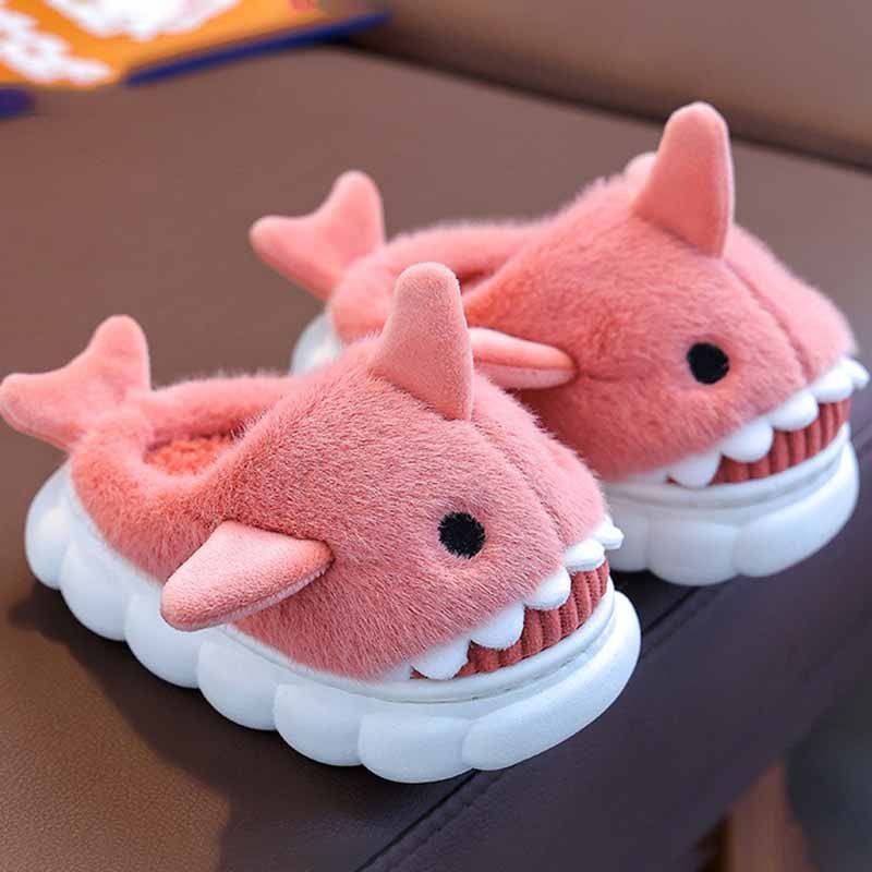 Kids Unisex Winter Cute Shark Thick-Soled Plug House Slippers