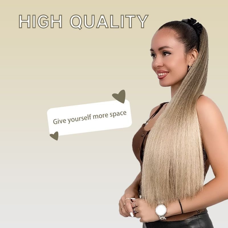 Women Natural Artificial Straight Hair Chemical Fiber Elastic Ponytail Hair Extension