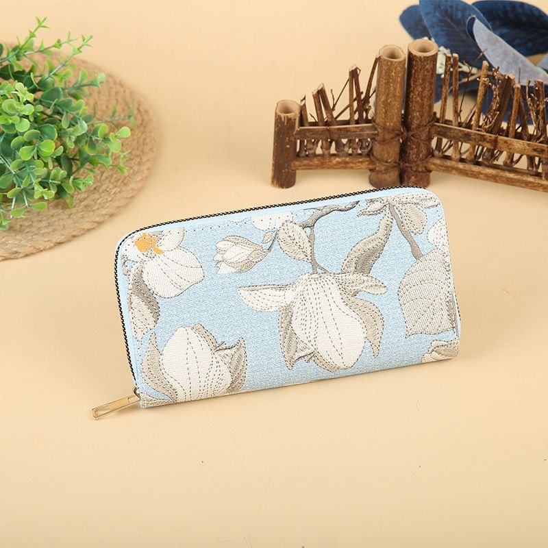 Women Fashion Creative Floral Embroidery Large Capacity Zipper Purses