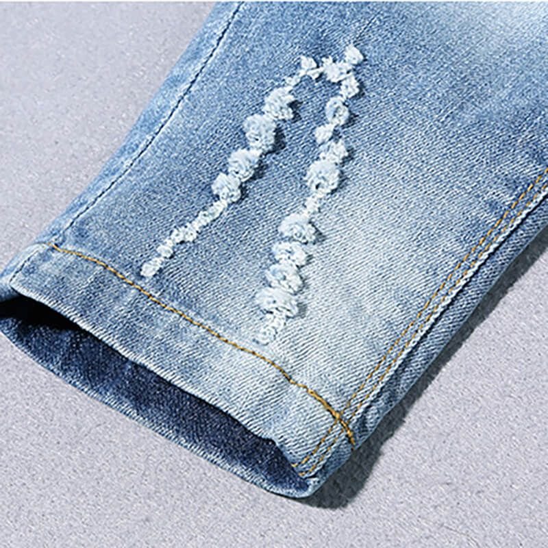 Boys Fashion Hole Zipper Design Denim Pants