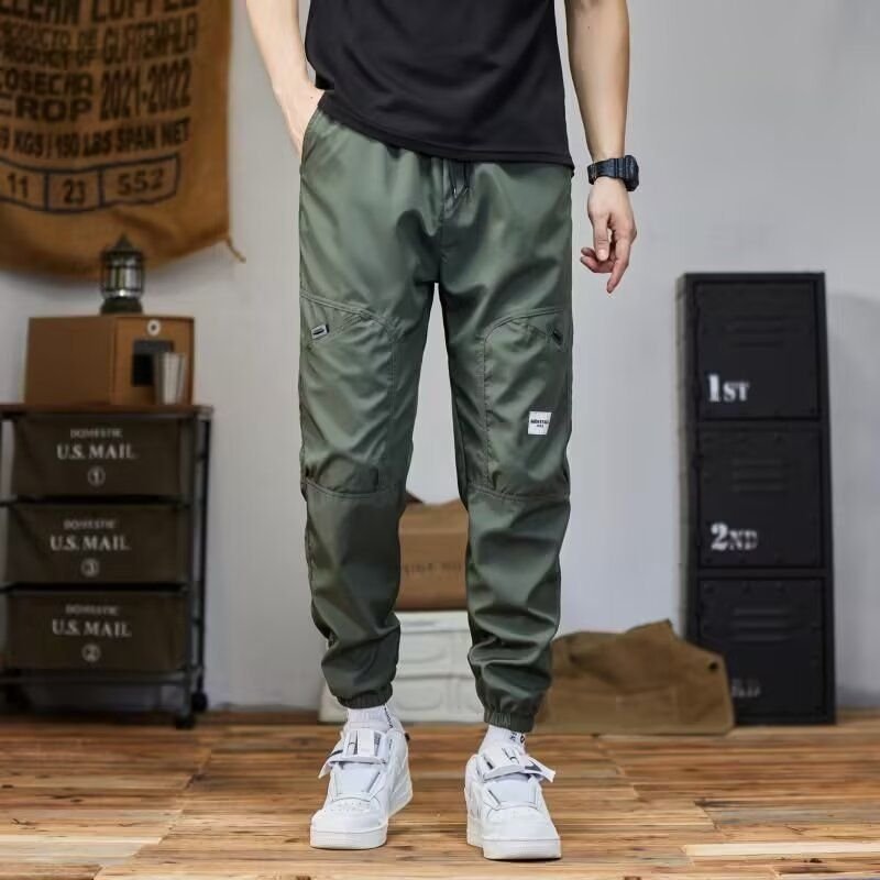 Men Spring Autumn Fashion Casual Solid Color Plus Size Jogger Cargo Pants