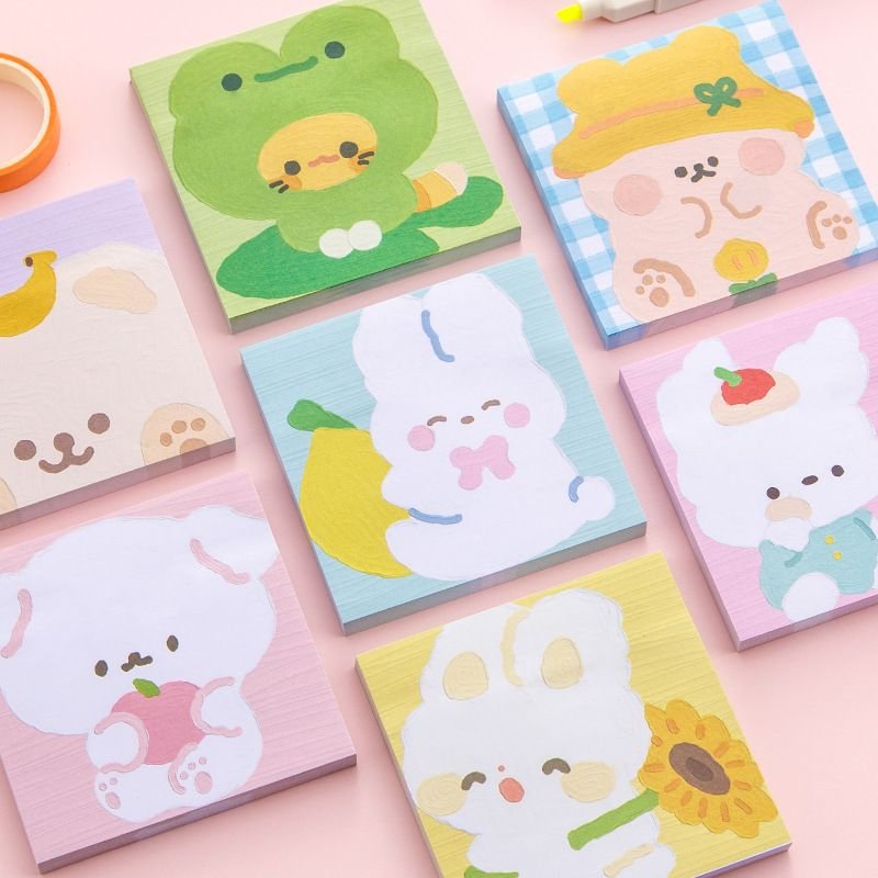 Simple Cartoon Cute Sticky Animal Oil Painting Post-It Notes