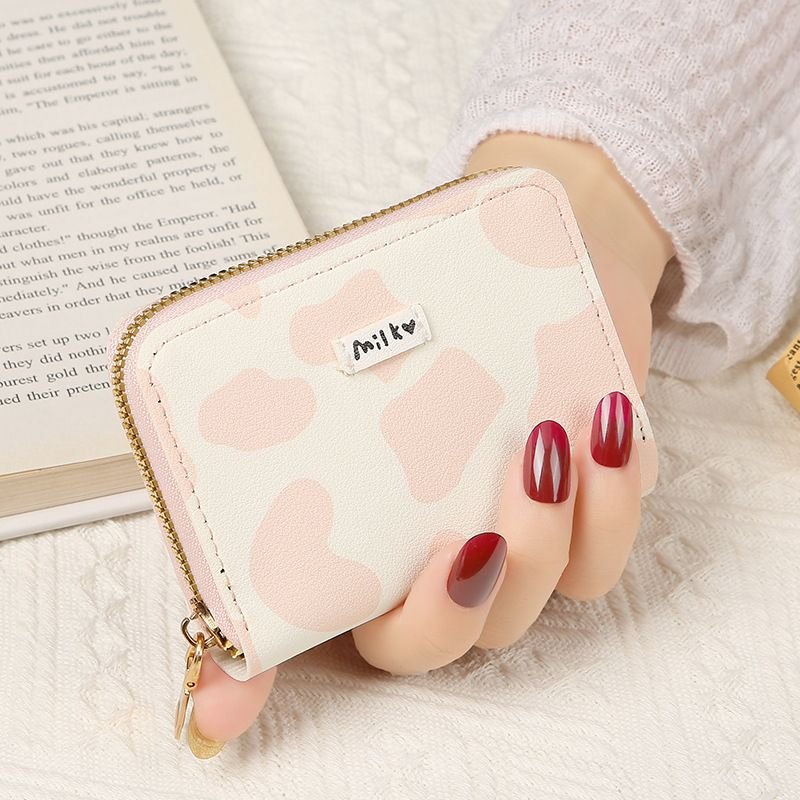 Women Fashion Cartoon Cow Print Mini Wallet