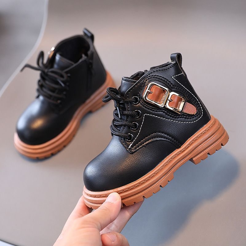 Children Fashion Solid Color Lace-Up Boots