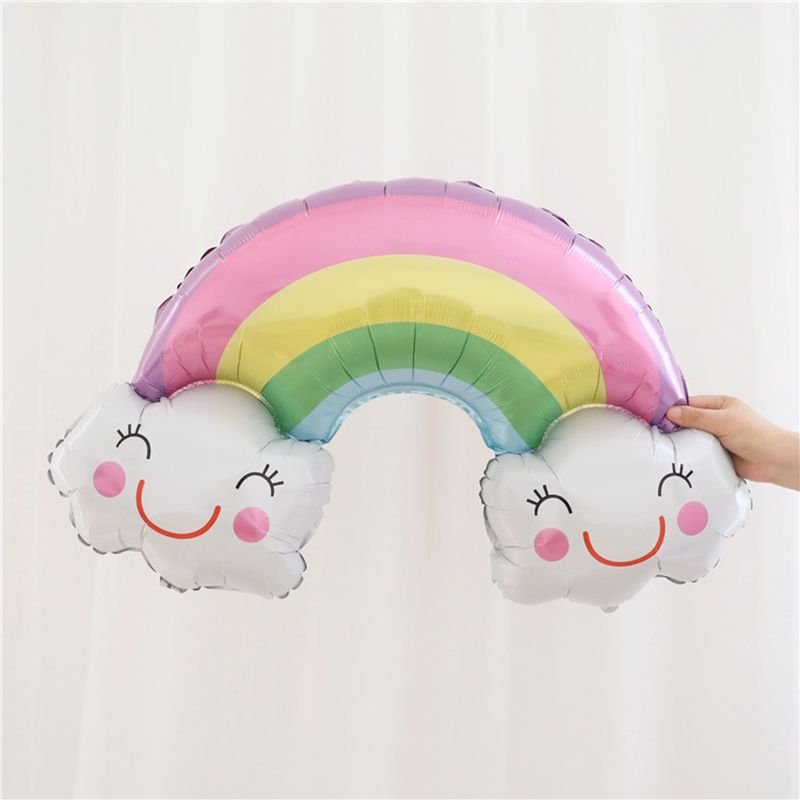 Latest Style Cartoon Smile Double Clouds Rainbow Pattern Birthday Party DIY Supply Foil Balloon