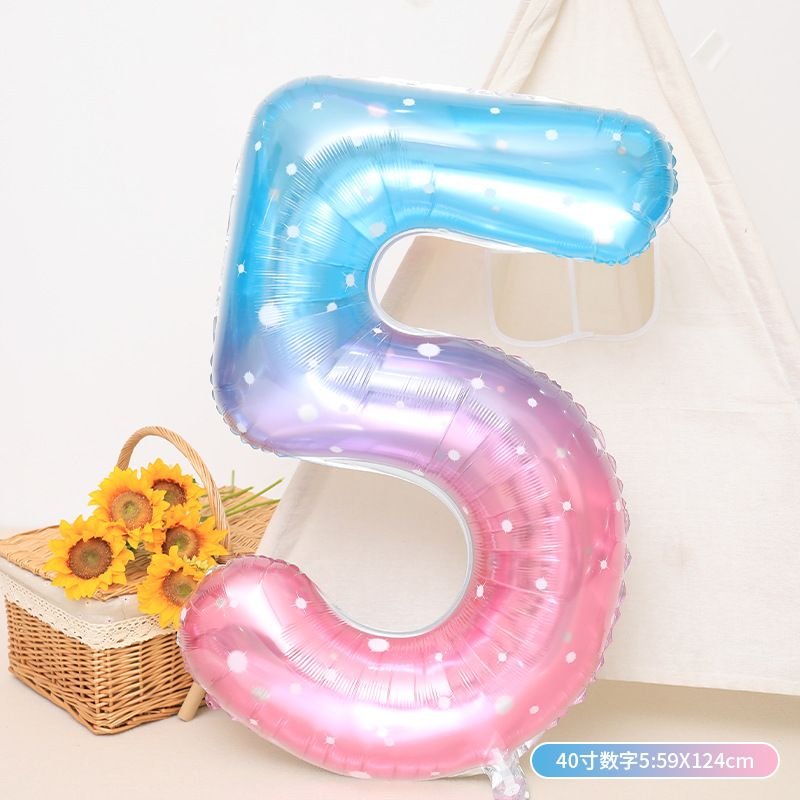 40 Inch Dream Starry Sky Gradient 0-9 Aluminum Film Digital Balloon Birthday Party Venue Decoration