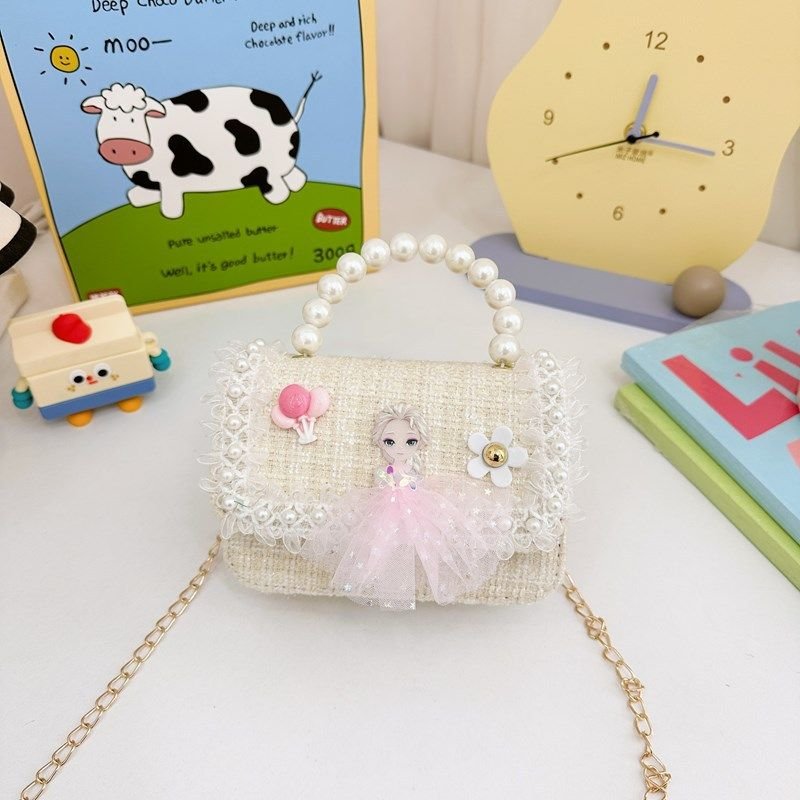 Kids Girls Fashion Casual Cute Pearl Crossbody Handle Princess Bag