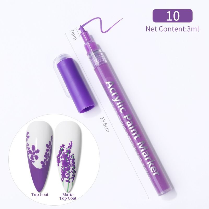 Nail Art Painting Pen Depicting Nail Point Flower Pen Hook Line Pen One-Step Glue Three-In-One Nail Polish Glue Pen Easy To Color